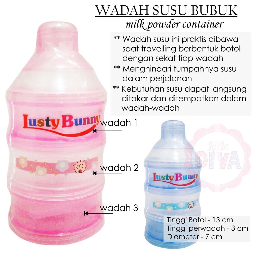 TEMPAT SUSU Bubuk Bayi Bentuk Susun LUSTY BUNNY / RELIABLE / CHN - MILK POWDER CONTAINER wadah tempat susu bubuk 3 &amp; 4 sekat