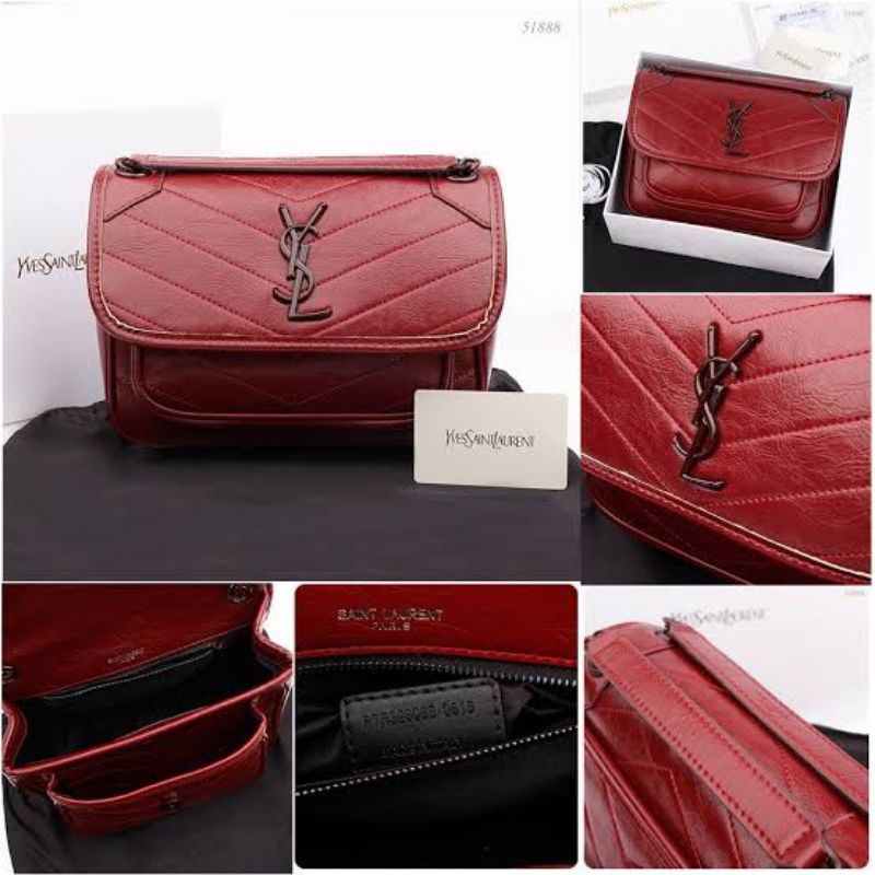 [NEW] Tas selempang YSL Niki Medium Premium YSL bag - Maroon