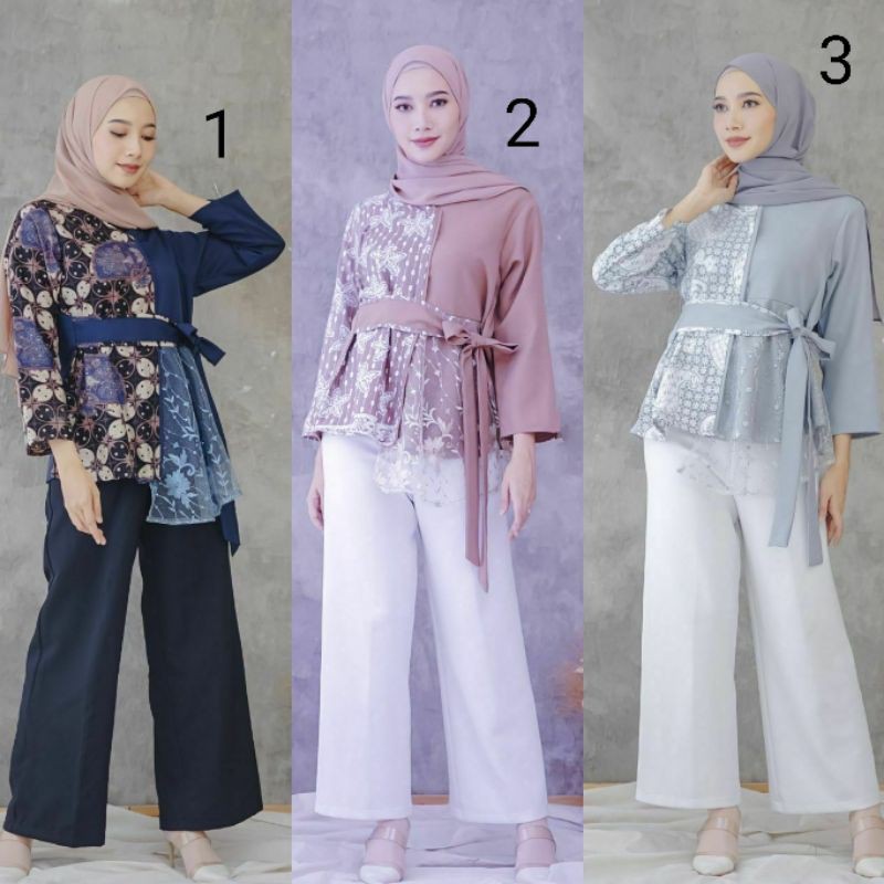 READY BLOUSE BATIK COMBINASI | BLOUSE BATIK KOMBINASI | ATASAN BATIK WANITA KOMBINASI