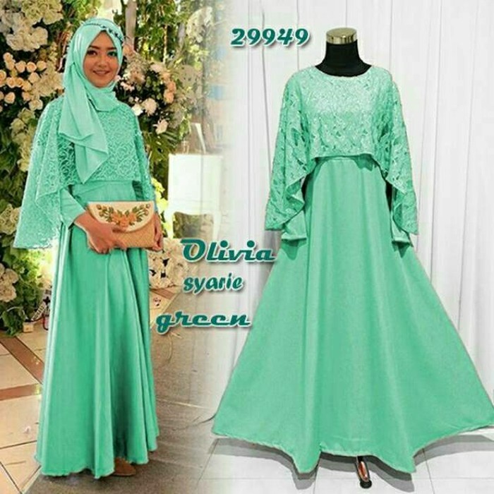 Baju Gamis Pesta Warna Hijau Tosca