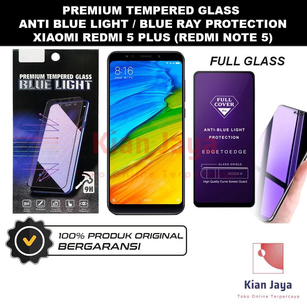 Tempered Glass Xiaomi Redmi 5 Plus 5+ / Redmi Note 5 Anti Blue Light Hp Temper Anti Gores