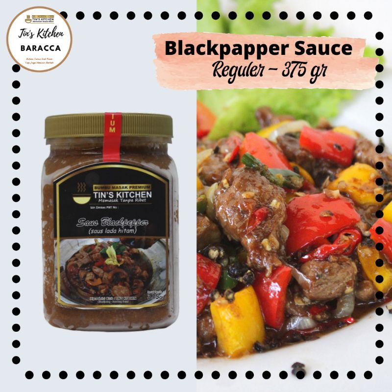

Saos Blackpepper 375gr (Saus Lada Hitam) Tins Kitchen Bumbu Homemade Non MSG Non Pengawet - Reguler