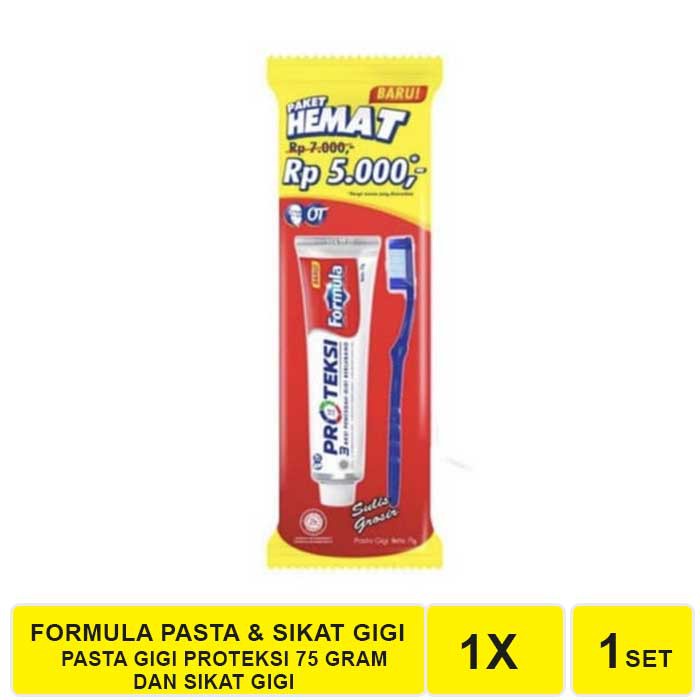 PAKET HEMAT FORMULA SIKAT GIGI PLUS PASTA GIGI 75 GRAM FORMULA PROTEKSI (ODOL + SIKAT GIGI)