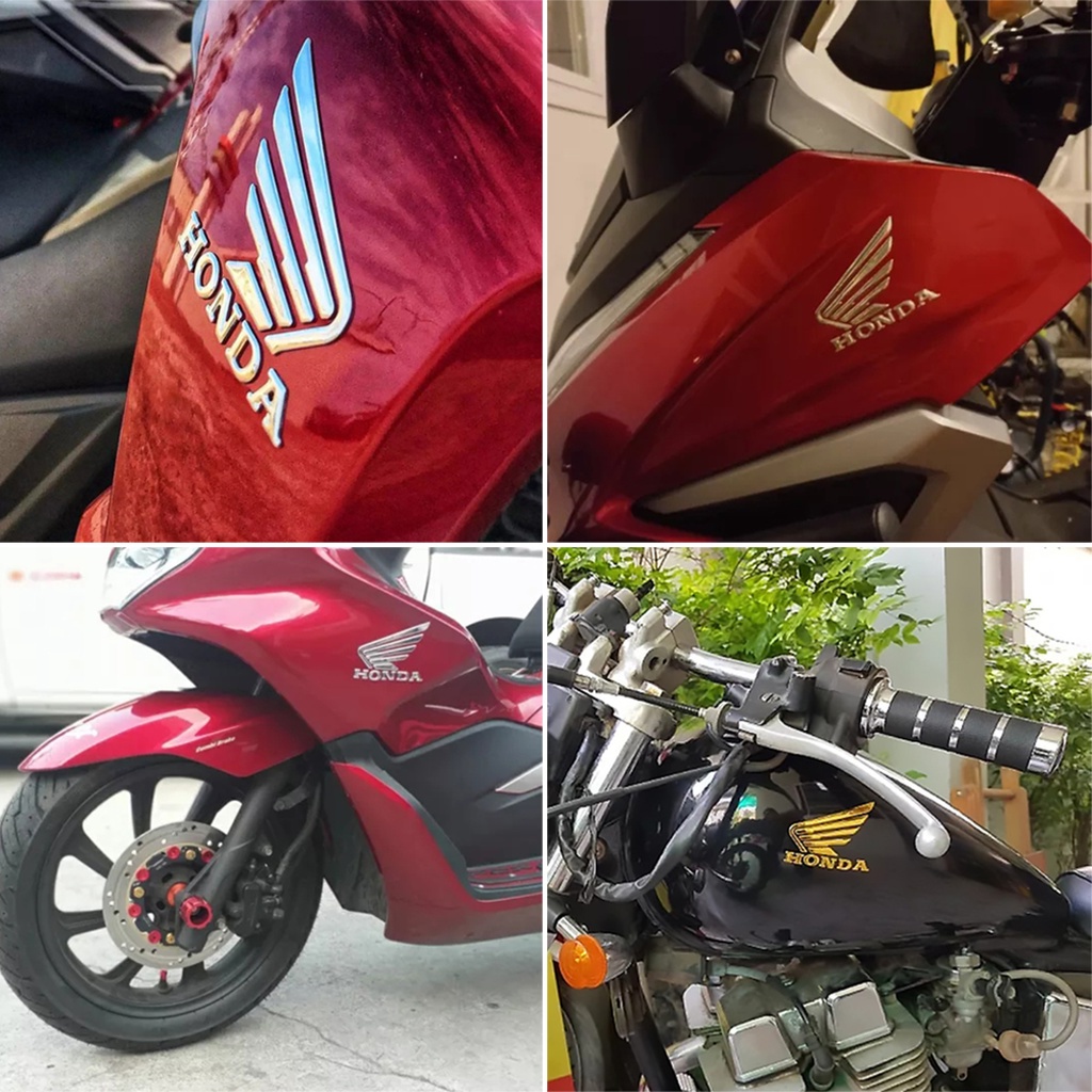 1 Pair HONDA Wings Emblem Logo Motor Stiker 3D Resin Gel Decal Aksesoris for Motor Honda Vario