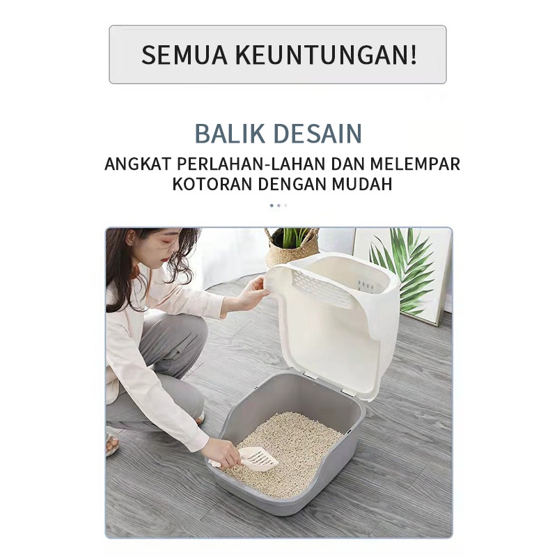 Tempat Pasir Kucing EXTRA JUMBO PINTU OTOMATIS TERBUKA Cat Litter Box  Set Bak Pasir