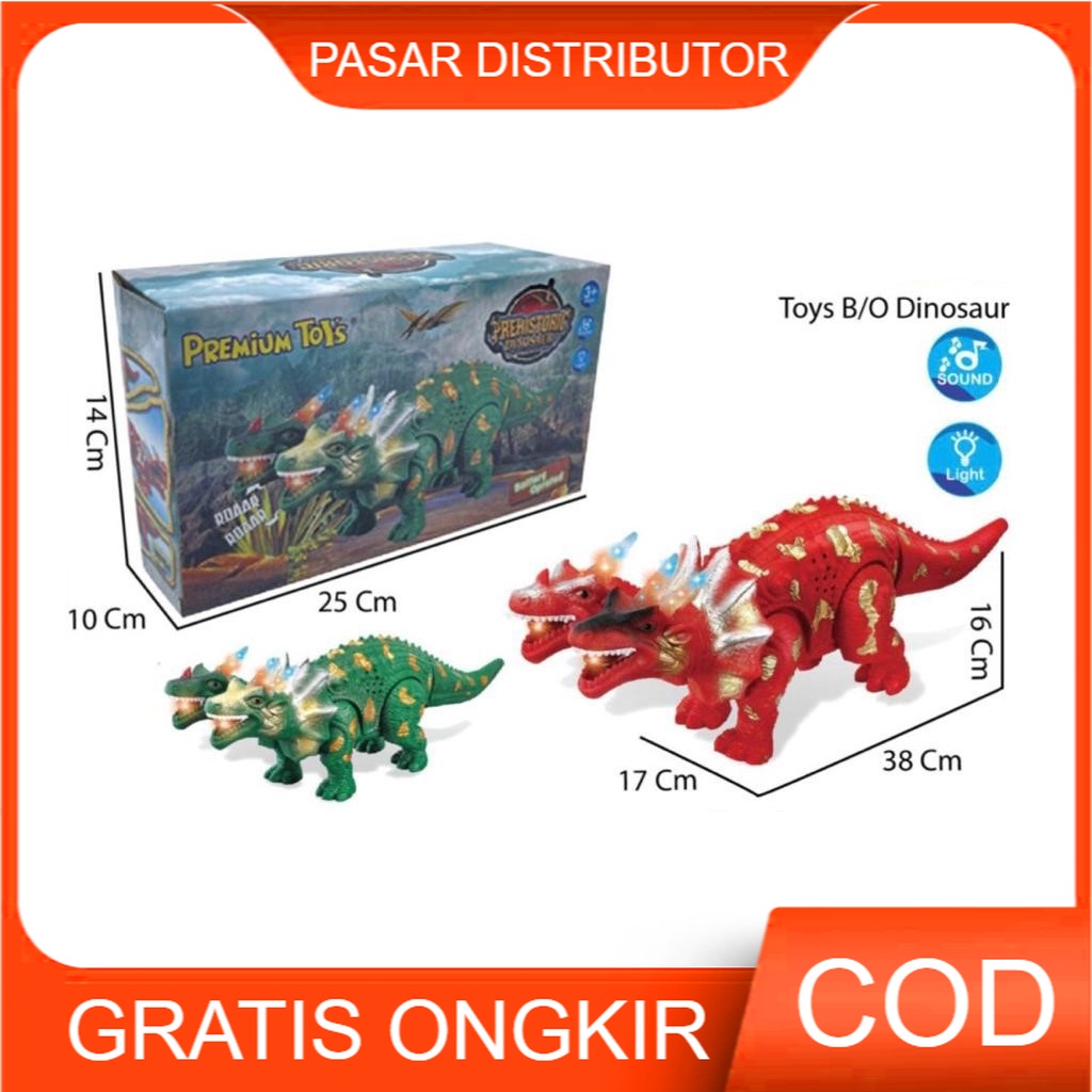 Mainan Anak PREHISTORIC DINOSAUR Mainan Dino Kepala Dua Musik &amp; Lampu