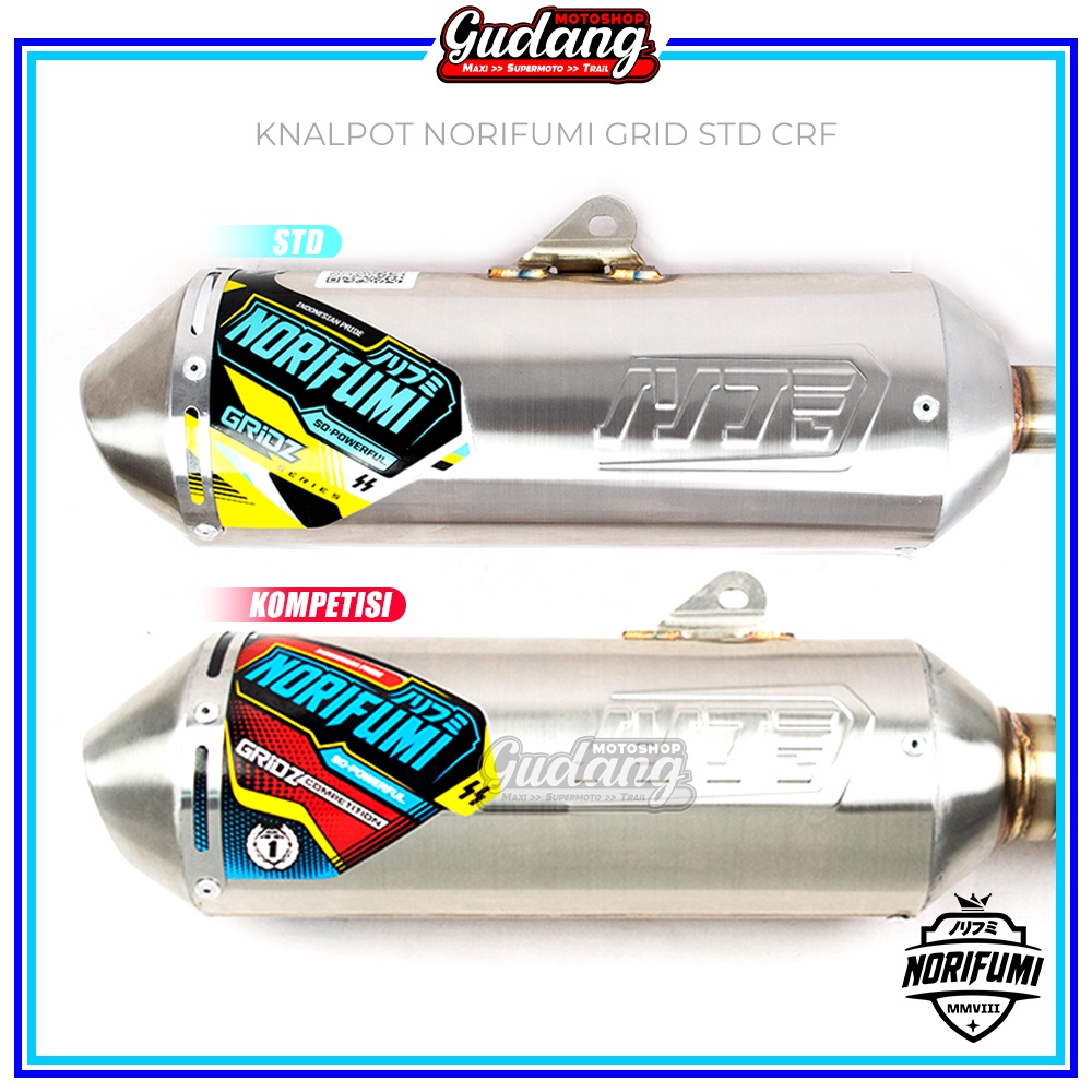 Knalpot MUFFLER Norifumi GRIDZ Bore Up Kompetisi  CRF 150L KLX 150 WR 155 Stainless ORIGINAL NORIFUMI