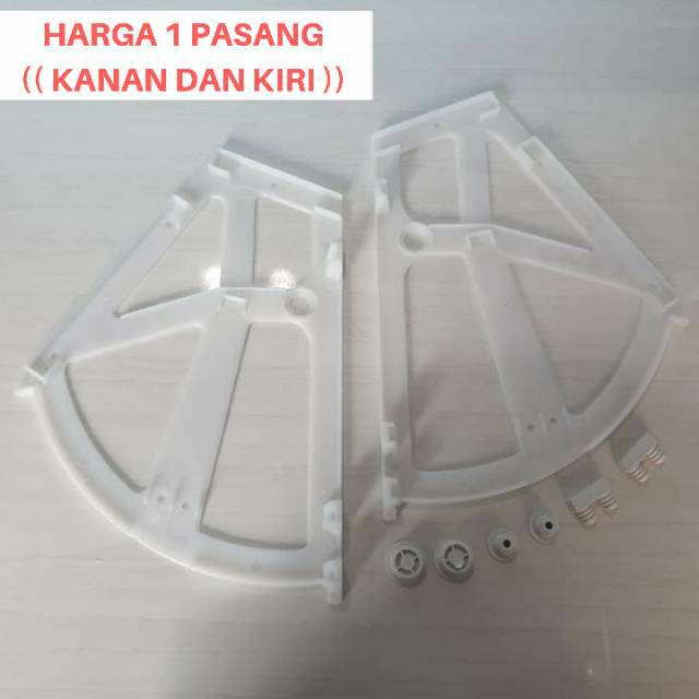 ( 1 Pasang ) Bracket Fitting Engsel Lemari Rak Sepatu Putar 2 Susun Hitam Plastik Putih