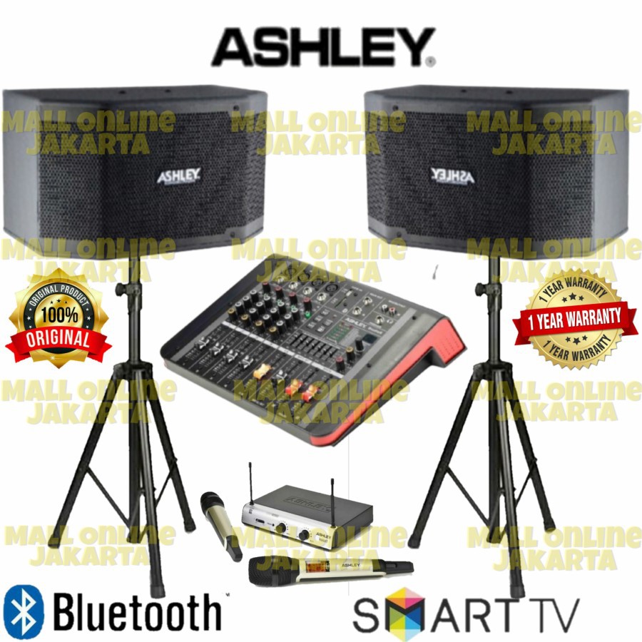 Paket Karaoke Ashley 10 Inch bluetooth Original Power Mixer