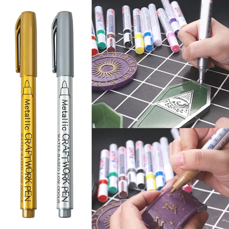 SIY  12 Pcs Epoxy Resin Drawing Pen Graffiti Point Pen Acrylic Paint Highlights Metallic Permanent Marker