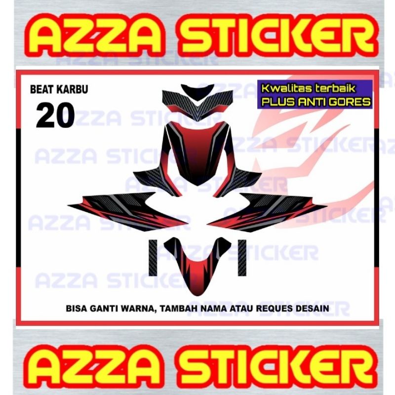 Decal Beat Karbu Full Body Stiker Decal Beat Karbu Full body motif strip merah hitam