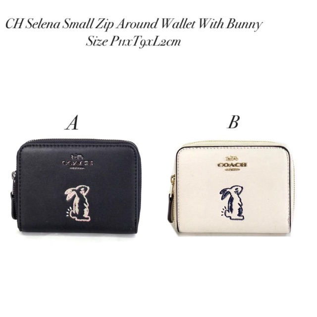 COACH x Selena Gomez Bunny Zip Around Wallet dompet asli original authentic