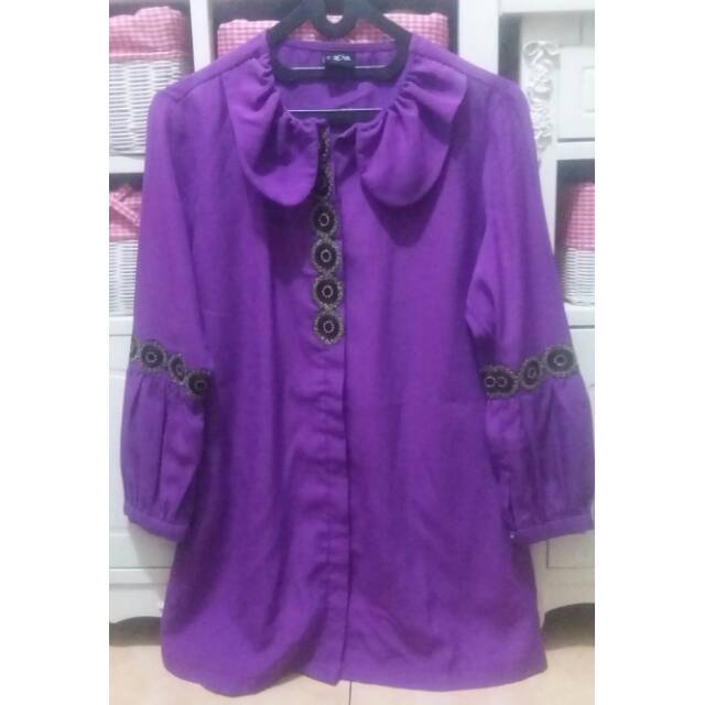 Blus tunik zoya ungu elegan