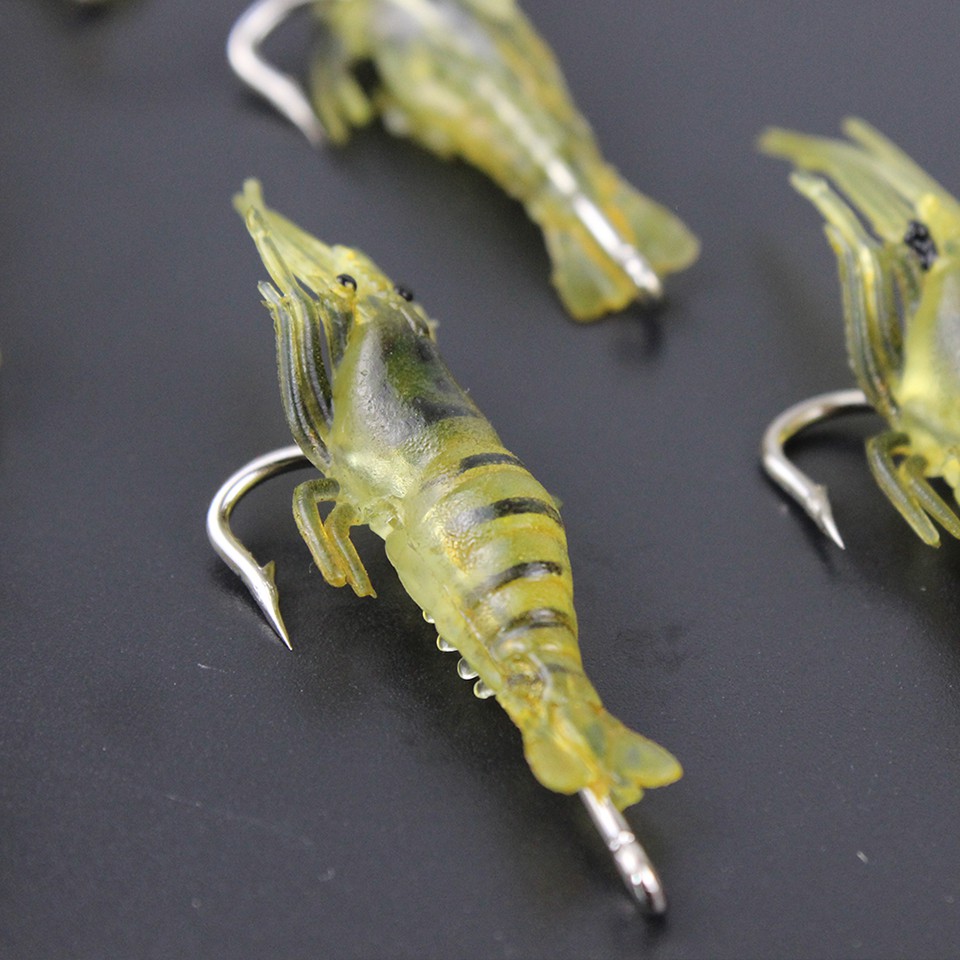 SYFishing 1Pcs Soft Shrimp Umpan Pancing 4cm/1g Swimbait Fishing Lure Umpan lembut udang Jig Kail Bass Wobbler Jigging Tackle