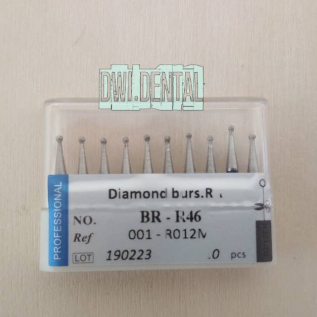 1pcs Diamond bur latihan Low speed inverted round fisure flame tapered cone