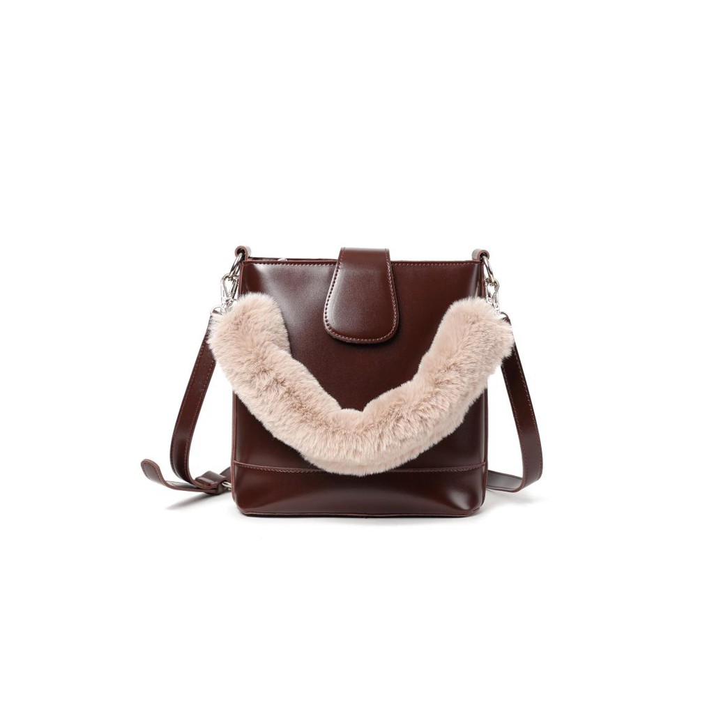 Adler Lavina Korea Tas Wanita Leather Cofee Shoulder Bag  Ad8635