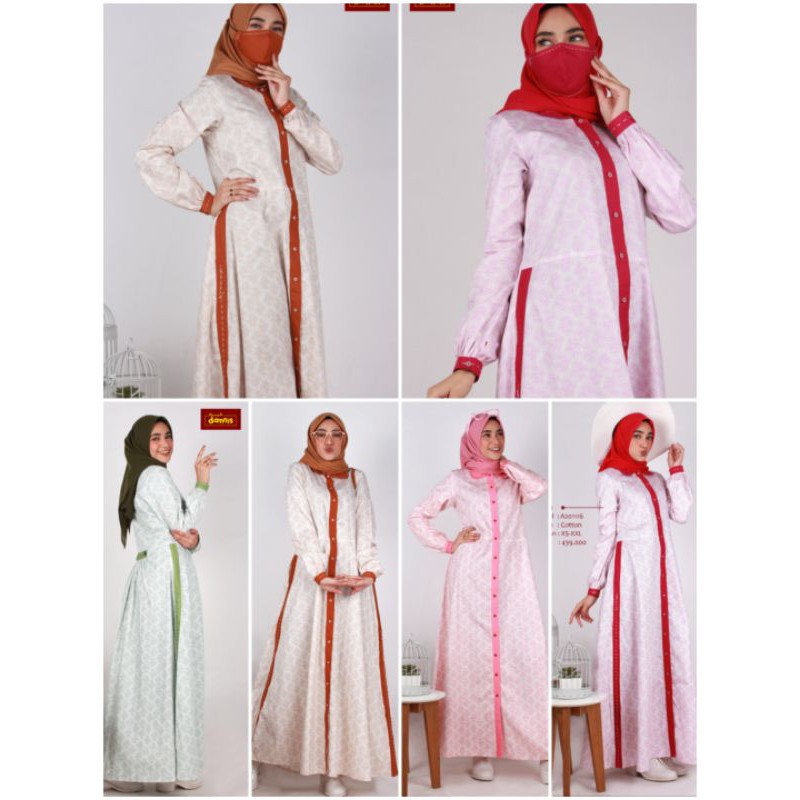 Abaya Dannis A201116 Coklat - Merah - Pink - Hijau Free Masker