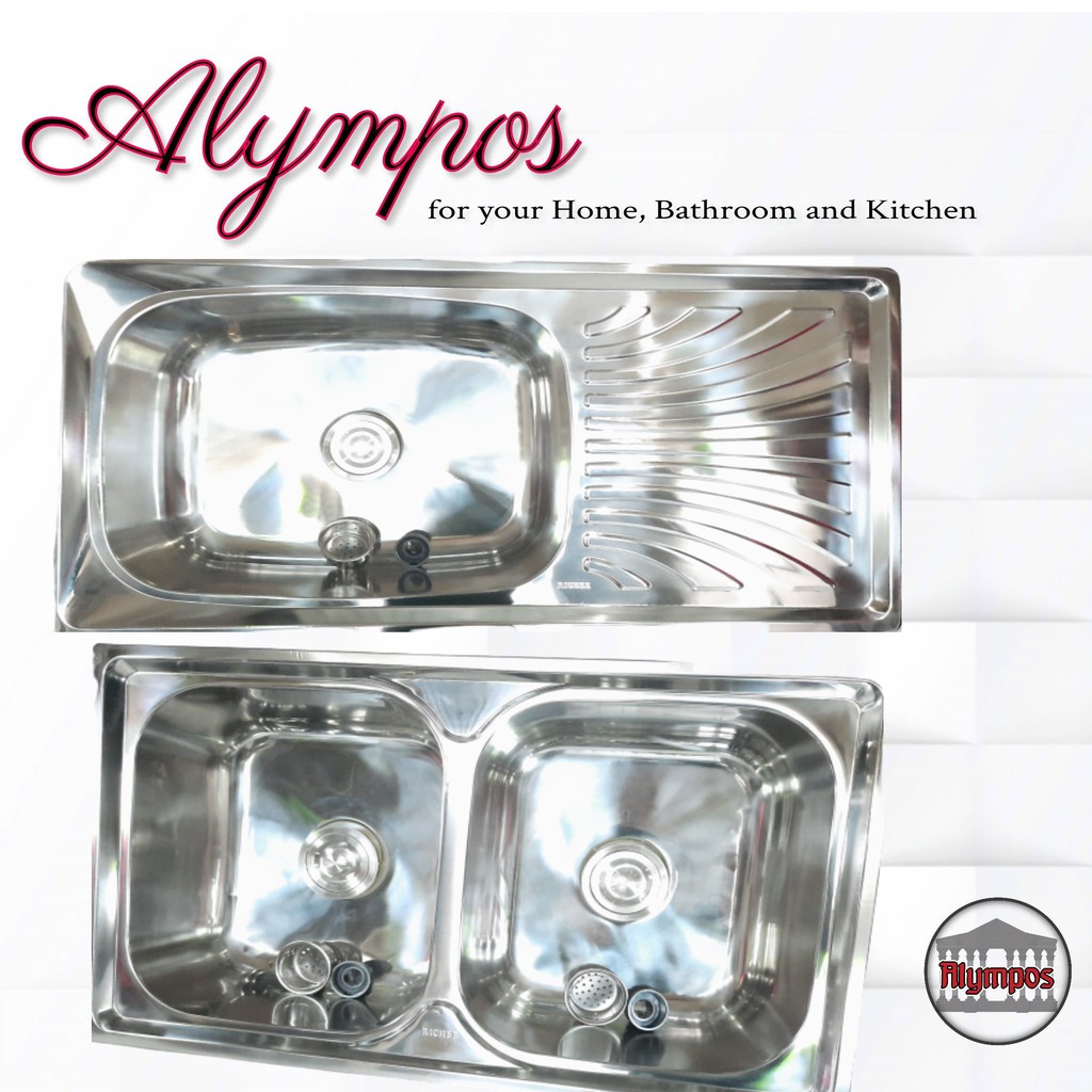 Bak Cuci Piring Dapur / Tempat Cuci Piring 1 Lubang 1 Sayap & 2 Lubang + Afur Stainless Steel