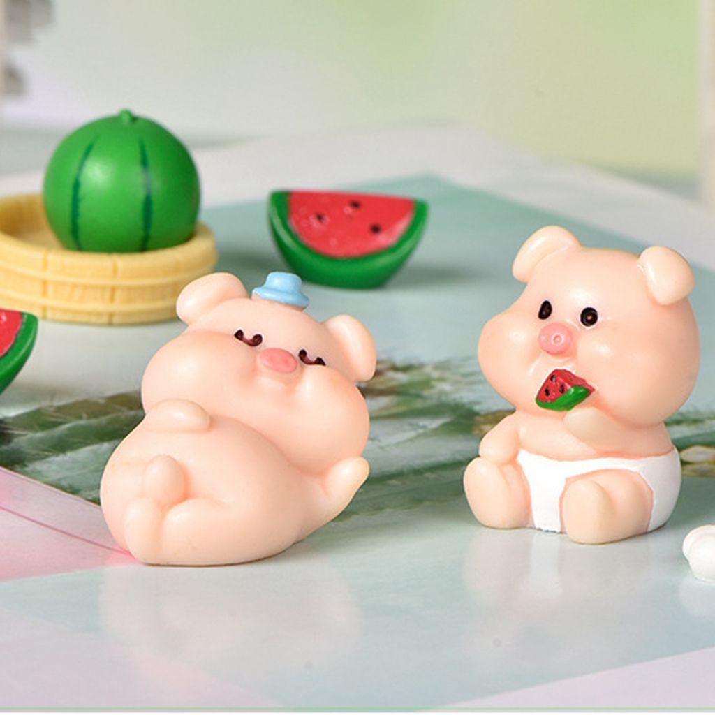 【 ELEGANT 】 Patung Babi Postur Lucu Menggemaskan DIY Dekorasi Desktop Piggy Rumah Boneka Hiasan Kue