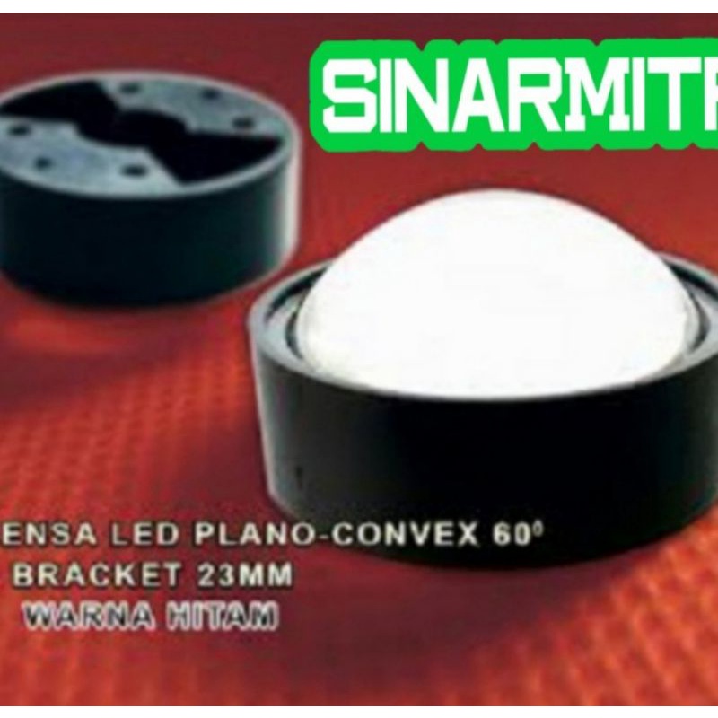 Lensa LED Plano-Convex 60 Derajat + Bracket Hitam