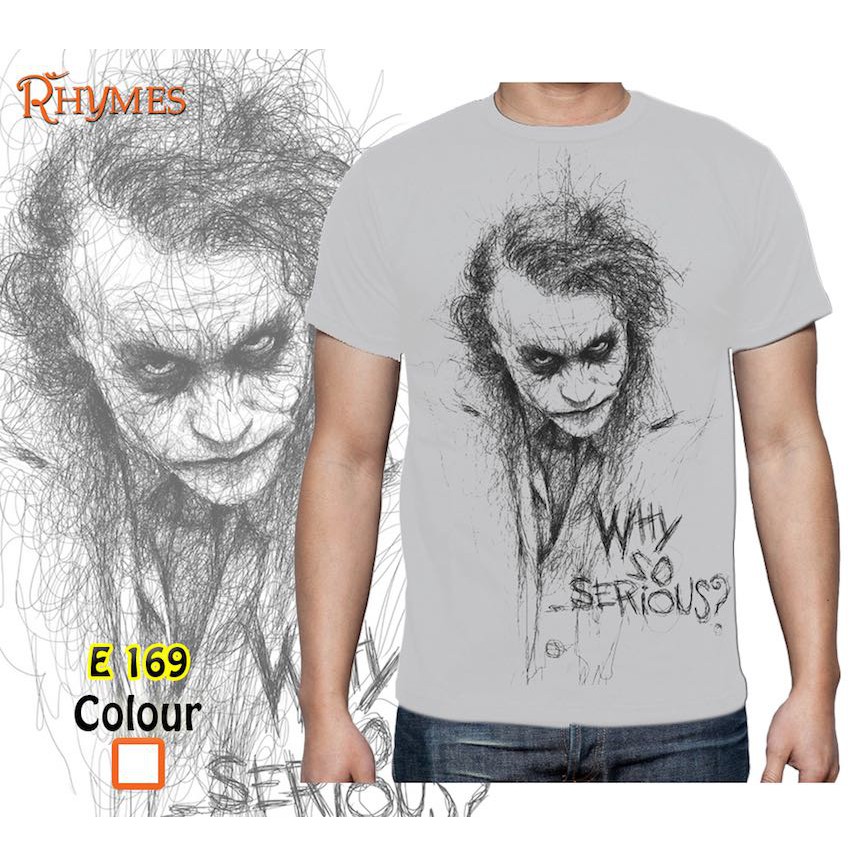 Baju Kaos Tshirt Superhero Joker Why So Serious White Big Size Jumbo Xl-XXXL Rhymes