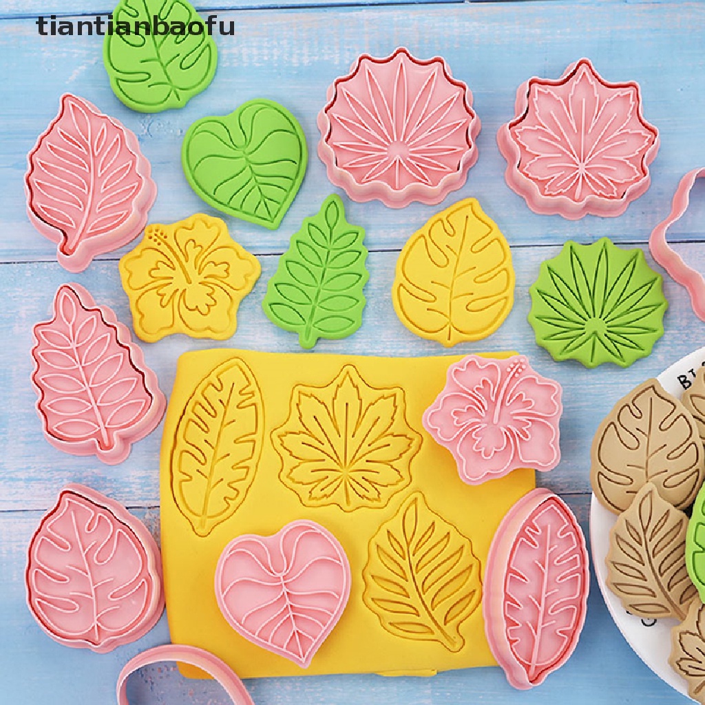 8pcs Cetakan Pemotong Kue / Biskuit / Fondant Bentuk Daun