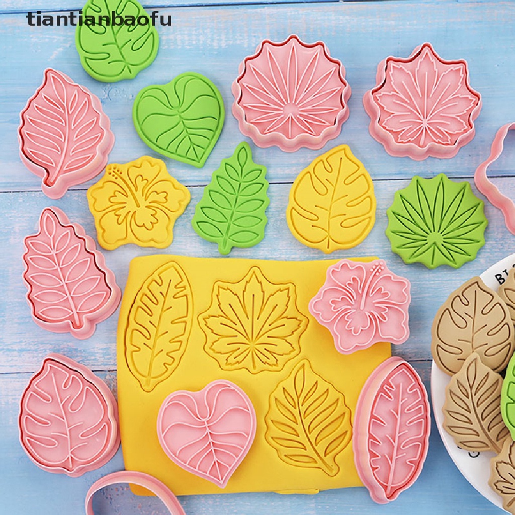 8pcs Cetakan Pemotong Kue / Biskuit / Fondant Bentuk Daun