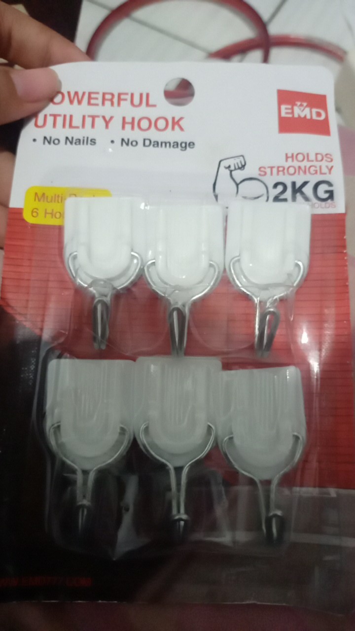 Gantungan Hook Plastik Multifungsi Isi 6 Pcs Gantungan Dinding