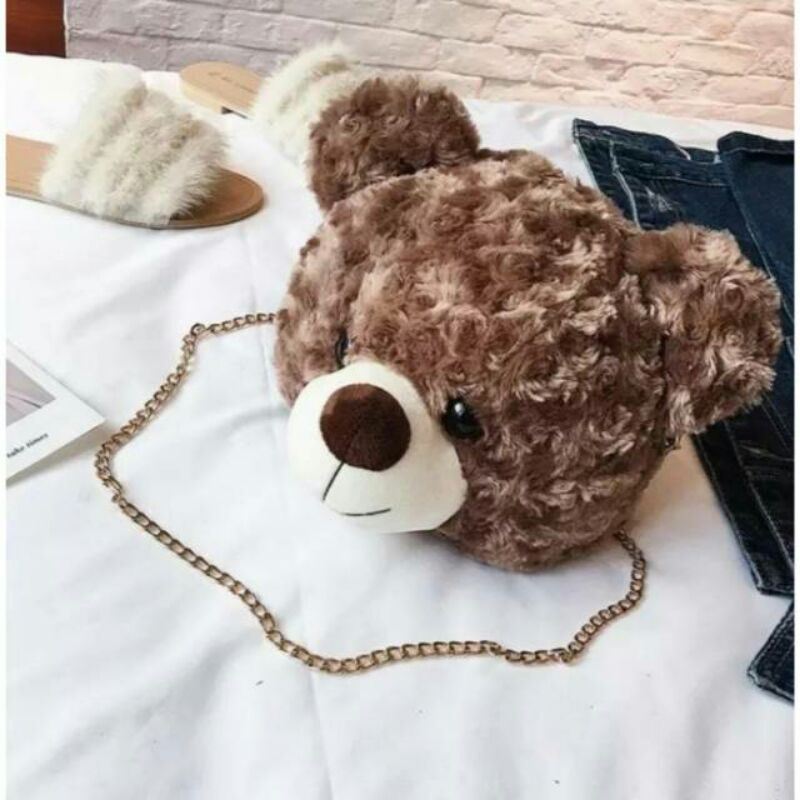 Tas Wanita Lucu - Tas Boneka Teddy Bear Tas Anak sampai dewasa Bahan Bulu Import BISA COD