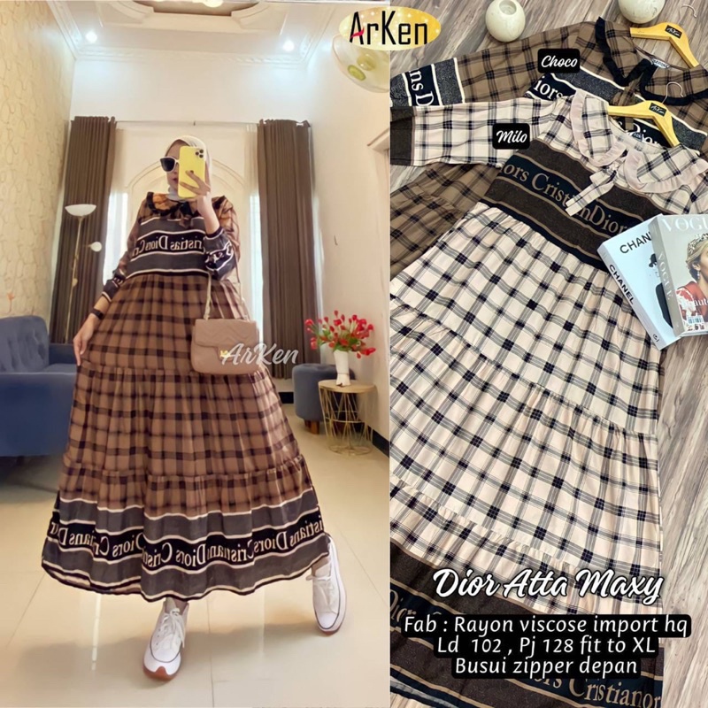 Dress Midi Motif Kekinian RAYON PREMIUM / DiorAtta Midi Dress By Arken