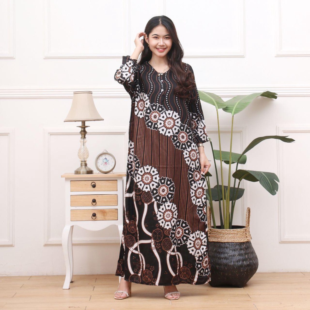 Longdres Batik VALERIE Daster busui  Baju batik  Baju tidur  Dress batik