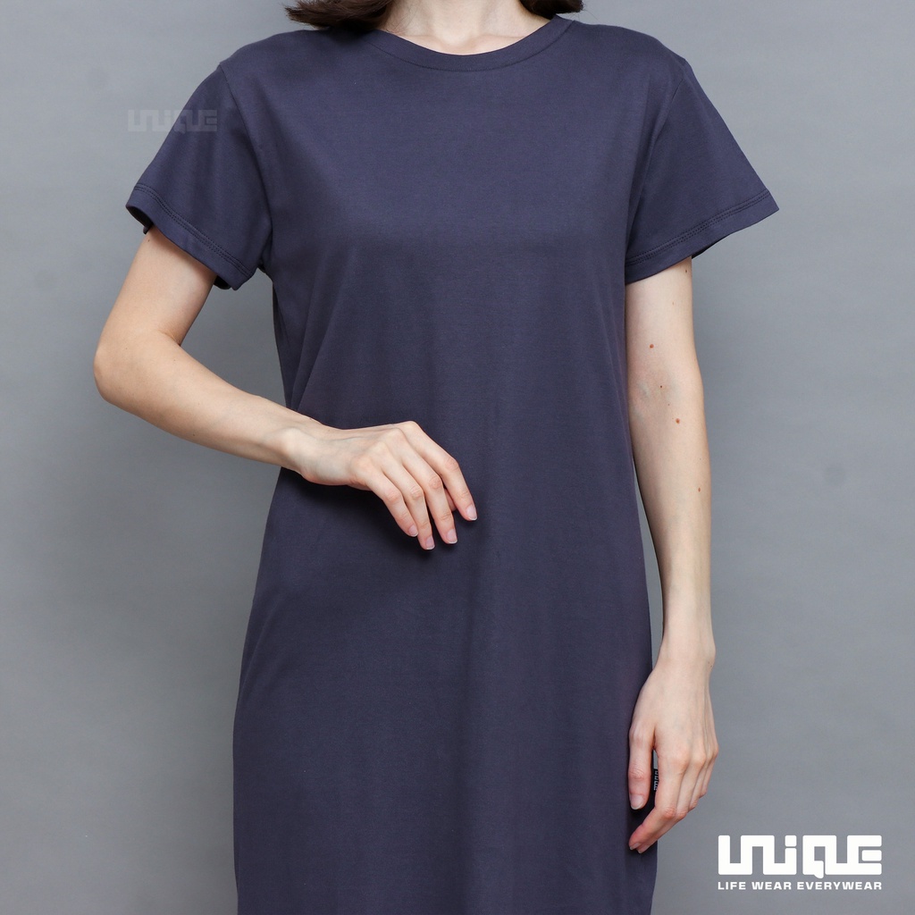 UNIQUE - (Dress Series) Midi Dress With Slit Grey Stone