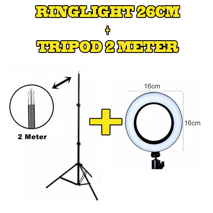 [PAKET LENGKAP] RINGLIGHT LED 26CM LAMPU TIKTOK 26CM / MAKE UP VLOG FREE TRIPOD RING LIGHT