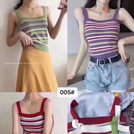 [SALE CUCI GUDANG%]  TANKTOP RAJUT PREMIUM GARIS IMPOR MURAH KOREAN STYLE