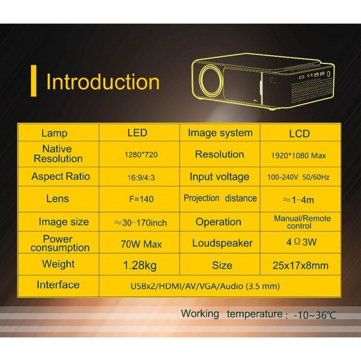 UNIC T6S - LED 720P HD Projector 3500 Lumens with Wireless Display