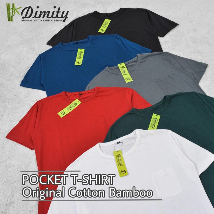 Kaos Saku Polos Pocket Katun Bambu 30s Original Cotton Bamboo / katun bambu