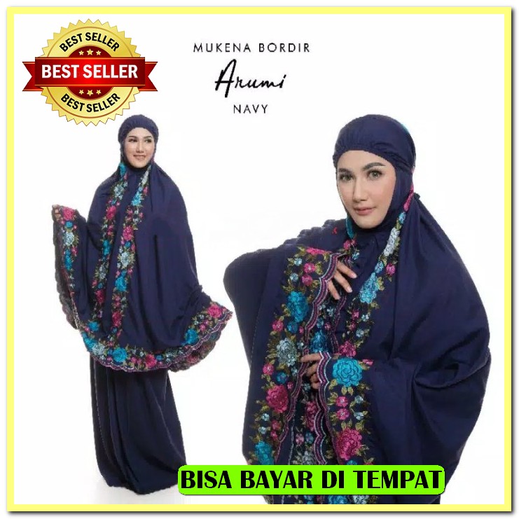 Mukena Jumbo Wanita Dewasa Rayon Polos Renda Rajut Khadijah Hadij FD540 Mukena Dewasa Katun Bordir