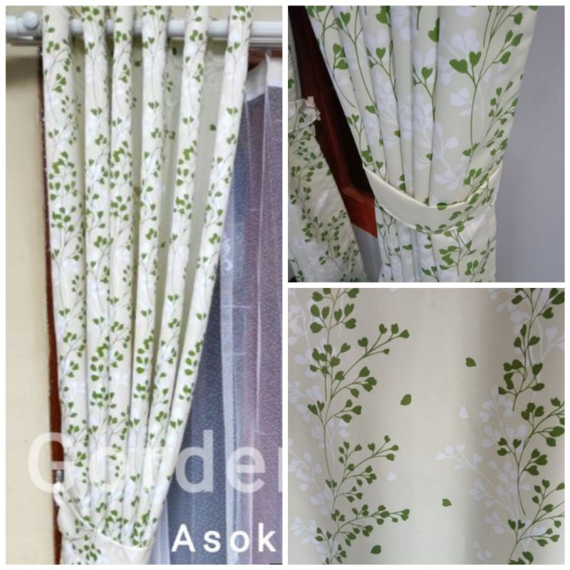 Gorden motif Asoka gorden katun gorden minimalis jendela pintu kamar