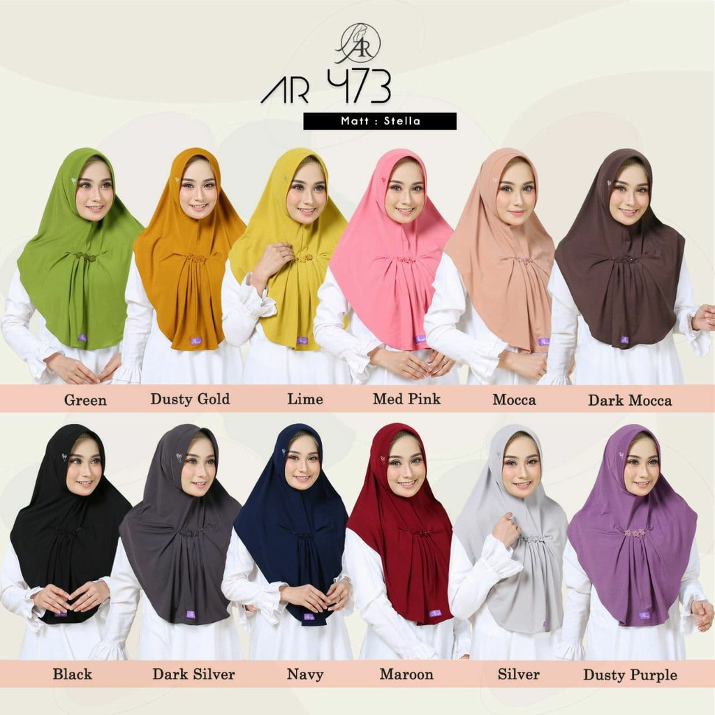 Jilbab Hijab Kerudung Arrafi Hijab Terbaru AR 473 Matt Jersey Stella Hasenna Hijab