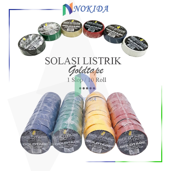 

Nokida Solasi Listrik Kecil Gold Tape [10 Pcs] / Solatip Hitam / Selotip Super Kuat 1 Roll / Isolatip Serbaguna / Solasiban Hijau / Isolatif Kabel Listrik / Lakban Mini Perekat Kabel / Isolasi Warna Mini / Electrical Tape Kabel Hitam Goldtape