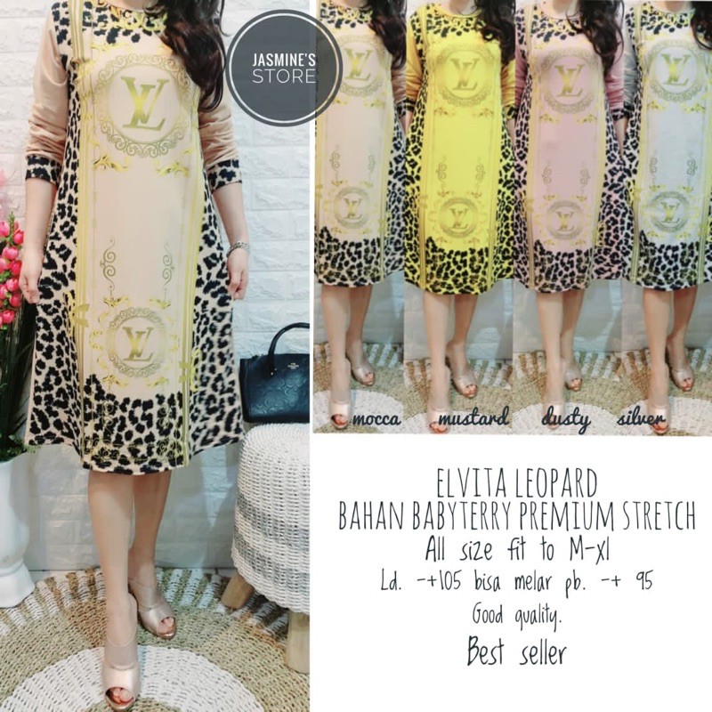 Baju Tunik Motif LV Macan Elvita Leopard Original by Jasmine’s Store