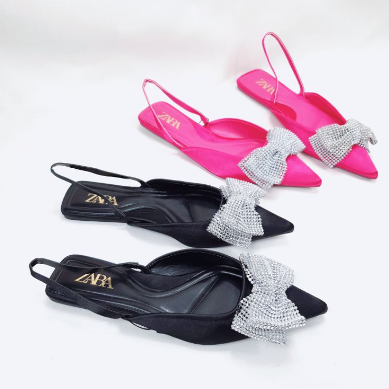 ZR Flat Slingback Sandal with Glittery Ribbon