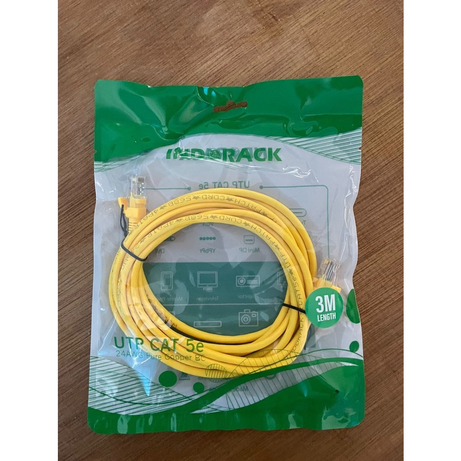 INDORACK C53Y 3 Meter Kabel Lan CAT5e UTP Patch Cord Cable -YELLOW