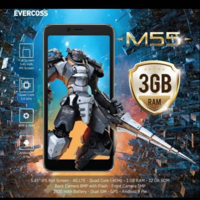 EVERCOSS M55 4G RAM 3/32GB 100/%ORIGINAL GARANSI RESMI