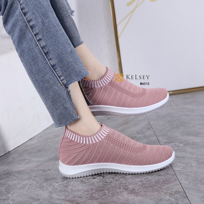 Nicole Sepatu Sneakers  Flyknit Shoes 4cm Wanita Kelsey M6015