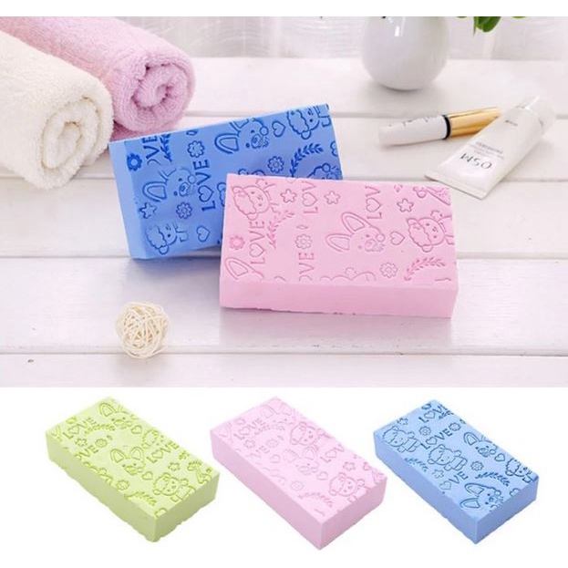 Spons Pembersih Mandi Sponge Bath Bayi Gambar Sponge Rubbing Towel Lembut Perlengkapan Mandi Baby Termurah