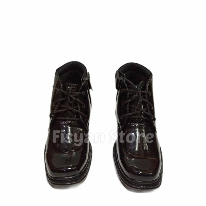 Sepatu PDH Tali dan Sleting Hitam Mengkilap AS 094