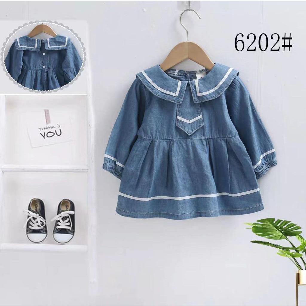 PREMIUM JEANS DRESS AYUMI / SAILOR MS. SOPHIA Import Pakaian Baju Pergi Lucu Fashion Anak Bayi Perempuan Termurah Impor Lucu