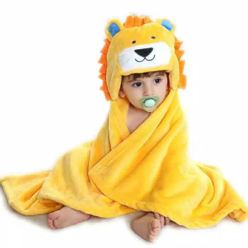 Best Seller! Selimut Bayi Topi Boneka / Selimut topi Karakter Fleece