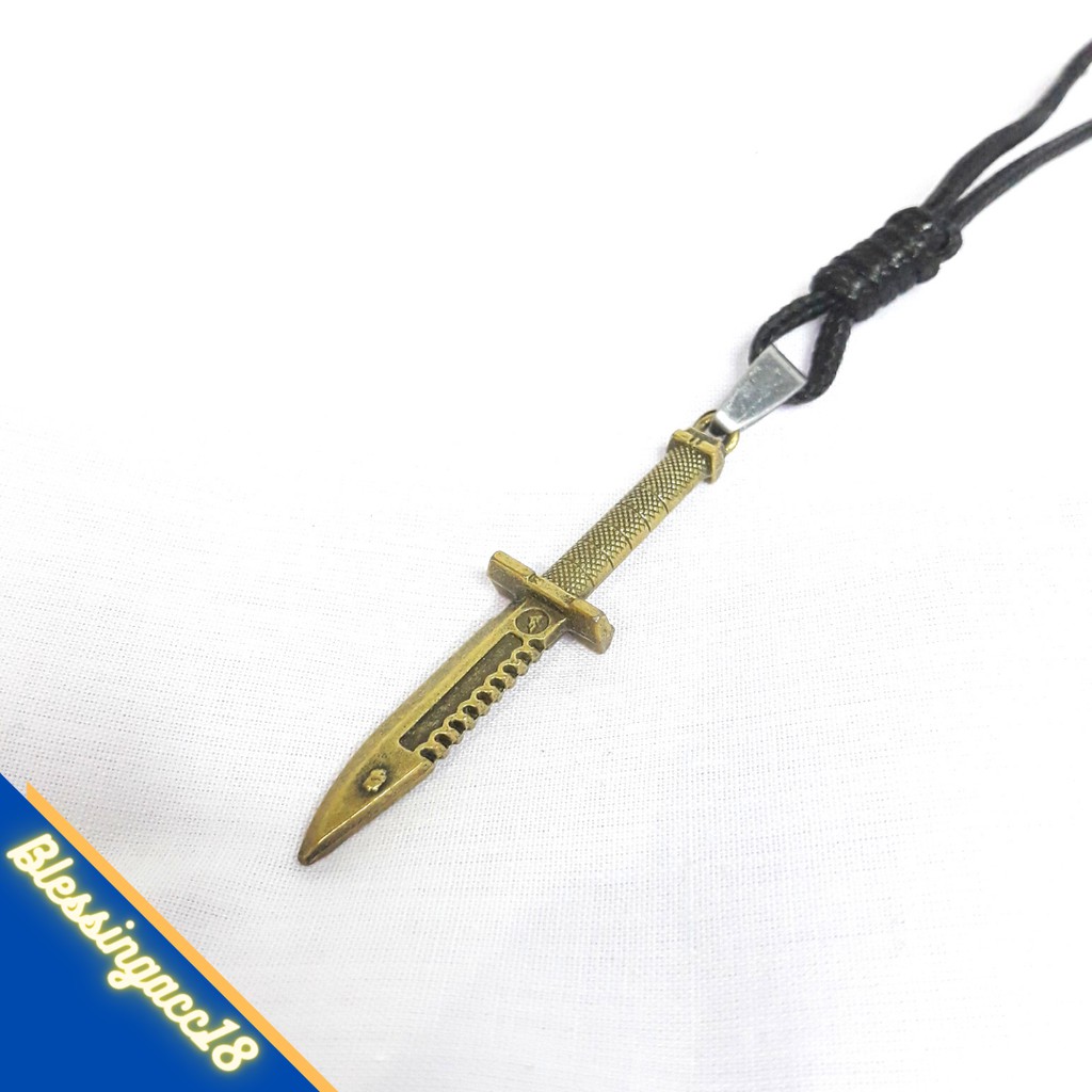 KALUNG TALI LIONTIN BANDUL PISAU PRIA / KALUNG TITANIUM PISAU / KALUNG PEDANG BESI PRIA